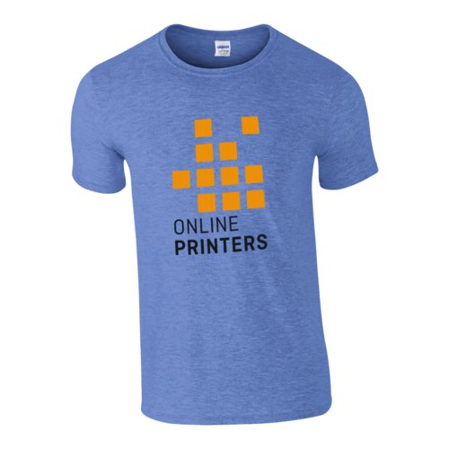 T-shirt in cotone blu mlange da uomo con girocollo.