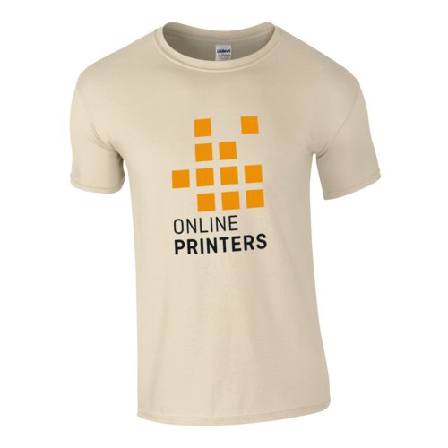 T-shirt da uomo color sabbia in jersey di cotone a maniche corte.