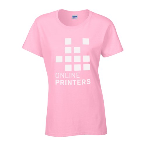 T-shirt in cotone rosa chiaro da donna a maniche corte.