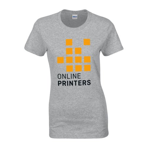 T-shirt grigia in cotone da donna a maniche corte.