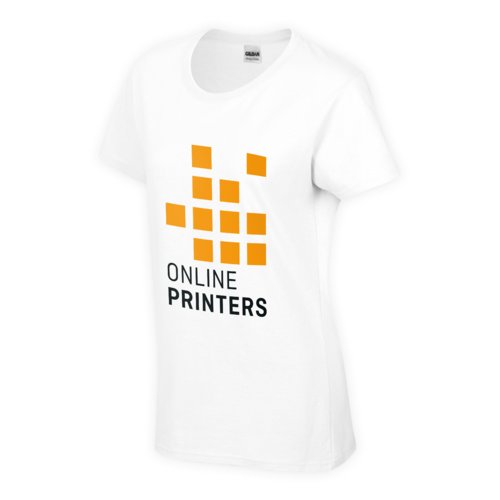 T-shirt bianca in cotone da donna a maniche corte.