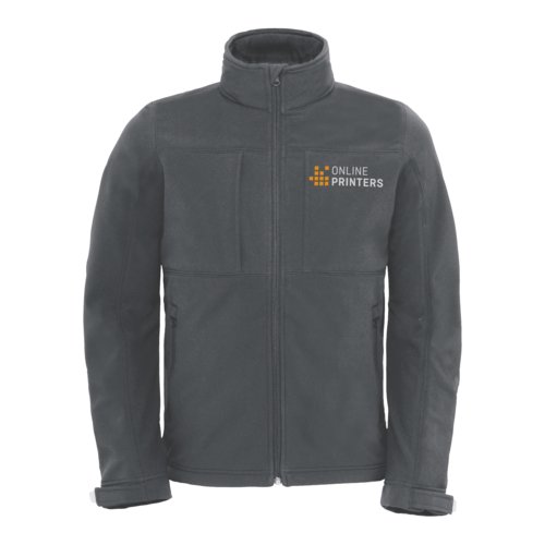 Giacca softshell grigio scuro in poliestere-elastan con zip.