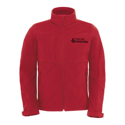 Giacca softshell rossa in poliestere ed elastan con zip integrale.