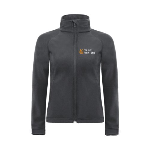 Giacca softshell grigio scuro in misto poliestere-elastan da donna.