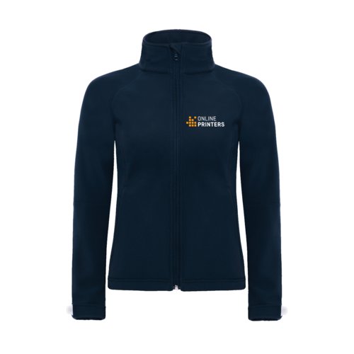 Giacca softshell blu navy da donna con zip integrale.