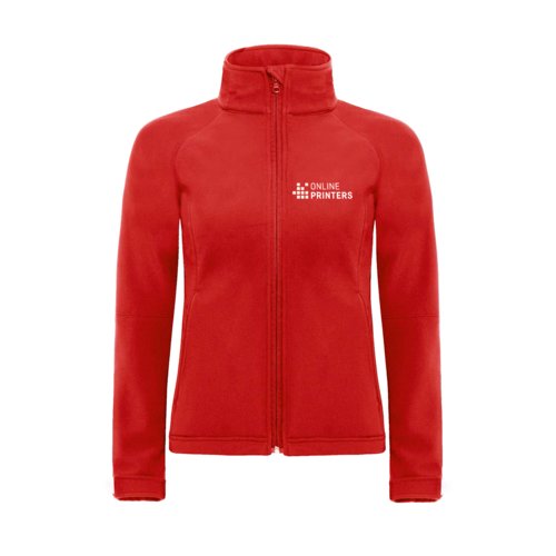 Giacca softshell rossa in poliestere ed elastan con zip integrale.