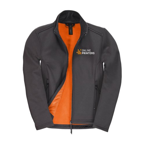 Giacca softshell da donna grigio scuro in poliestere ed elastan con cerniera.