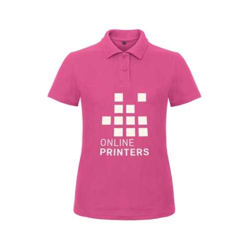Polo da donna fucsia in cotone con abbottonatura corta.