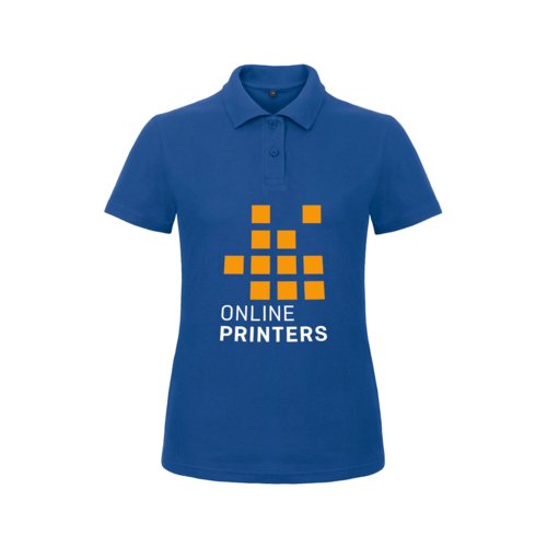Polo da donna in cotone blu reale con abbottonatura corta.