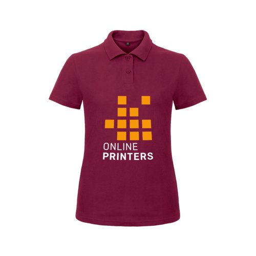 Polo da donna in cotone bordeaux con abbottonatura corta.