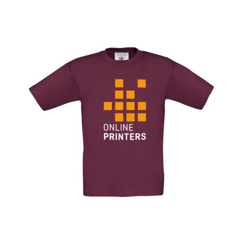 T-shirt da bambino in cotone bordeaux con maniche corte.