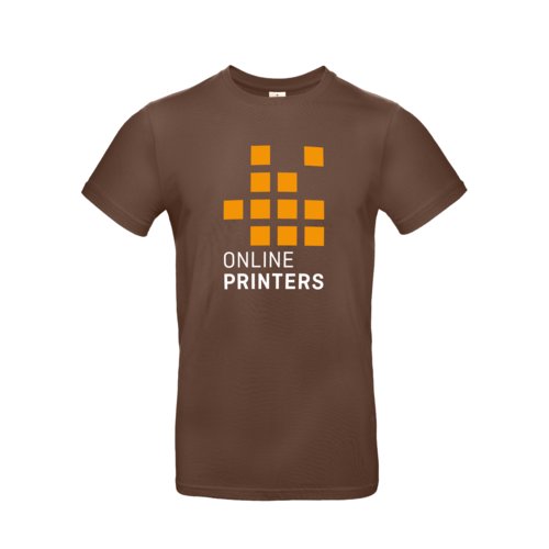T-shirt marrone da uomo in cotone con maniche corte e collo rotondo.