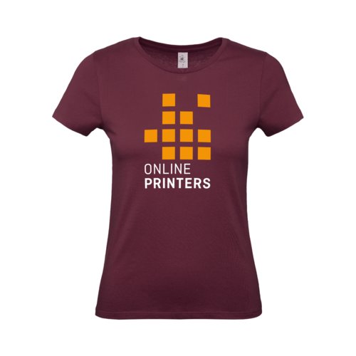 T-shirt in cotone bordeaux da donna a maniche corte.