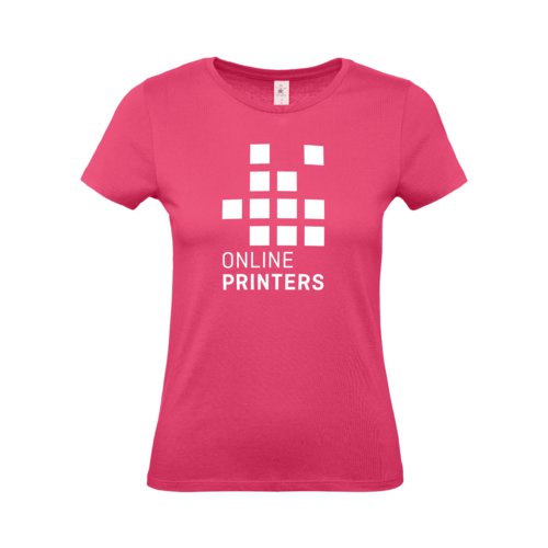 T-shirt in cotone fucsia da donna a maniche corte.