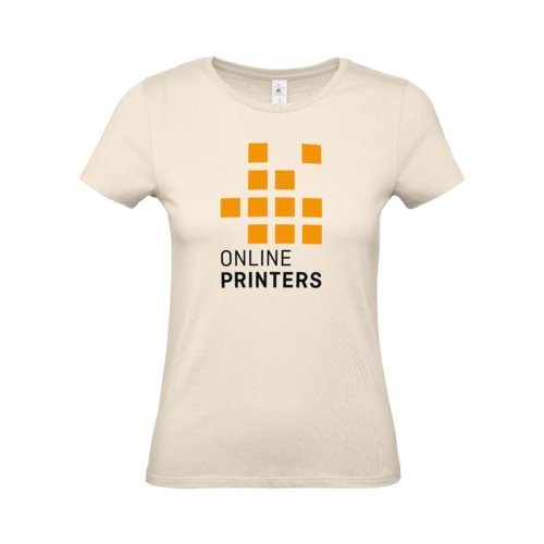 T-shirt beige in cotone da donna a maniche corte.
