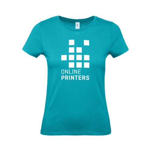 T-shirt turchese in cotone da donna a maniche corte.