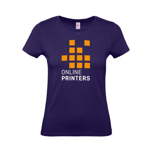 T-shirt da donna in cotone viola scuro con maniche corte.