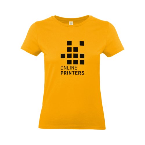 T-shirt da donna color albicocca in cotone a maniche corte.