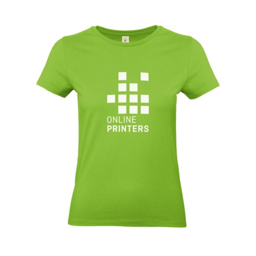 T-shirt da donna in cotone verde mela con maniche corte e collo rotondo.