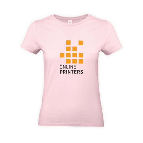 T-shirt rosa da donna in cotone con maniche corte e girocollo.