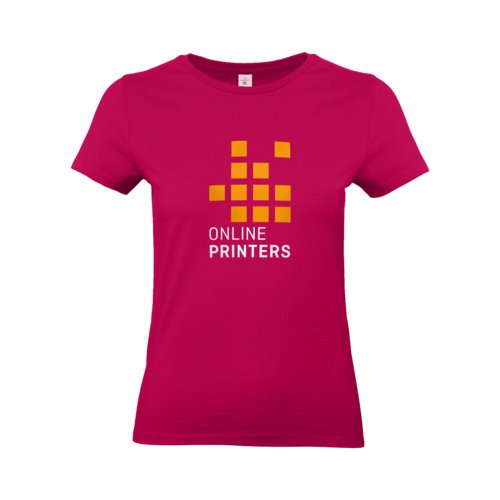 T-shirt da donna in cotone fucsia a maniche corte.