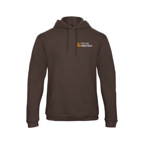 Felpa con cappuccio marrone da uomo in cotone-poliestere con coulisse e tasca a marsupio.