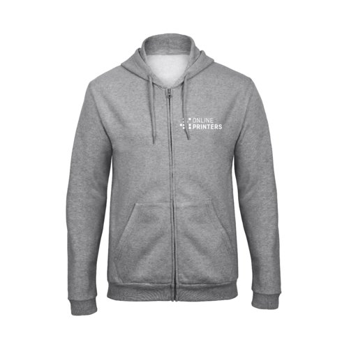 Giacca felpa grigio mlange in misto poliestere-cotone con zip integrale e cappuccio.