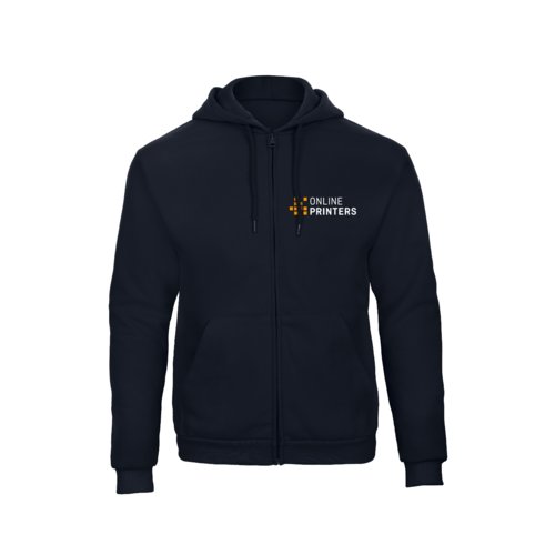Giacca felpa blu navy in misto cotone con cappuccio e zip integrale.