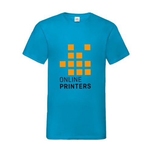 T-shirt azzurra in cotone con scollo a V da uomo.