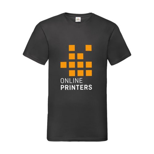 T-shirt nera in cotone con scollo a V da uomo.