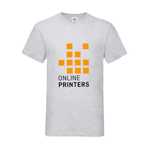T-shirt grigia mlange in cotone con scollo a V da uomo.