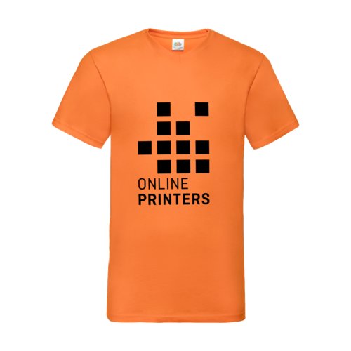 T-shirt arancione in cotone con scollo a V da uomo.