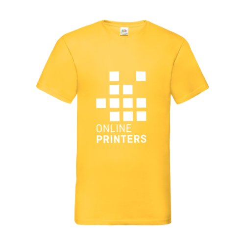 T-shirt gialla in cotone con scollo a V da uomo.