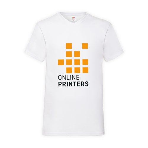 T-shirt bianca in cotone con scollo a V da uomo.