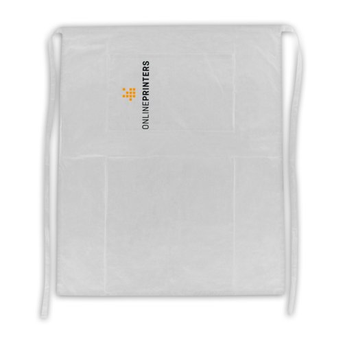 Grembiule bianco in cotone con cinturino e tasche applicate.