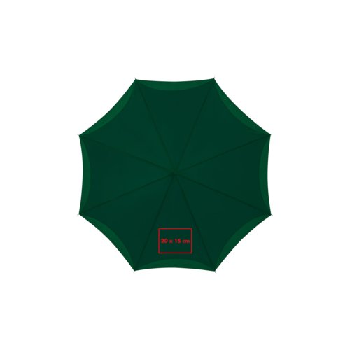 Ombrello pieghevole verde con custodia.
