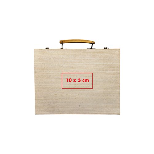 Set da pittura in legno con manico e chiusura.