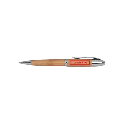 Penne a sfera a rotazione color legno in bamb con elementi in metallo.
