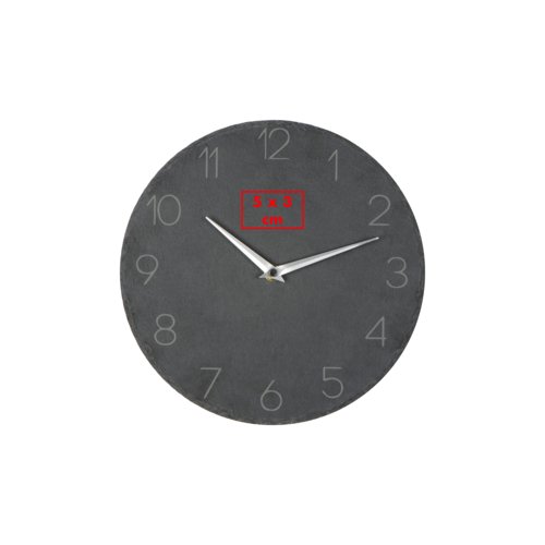 Orologio da parete in ardesia grigia con indicazione dell'ora.