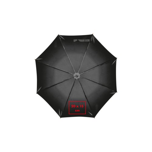 Ombrello nero con funzione automatica e manico dritto.