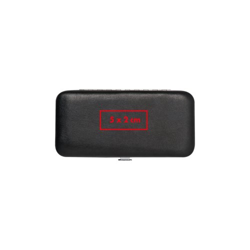 Set manicure nero con sette pezzi.