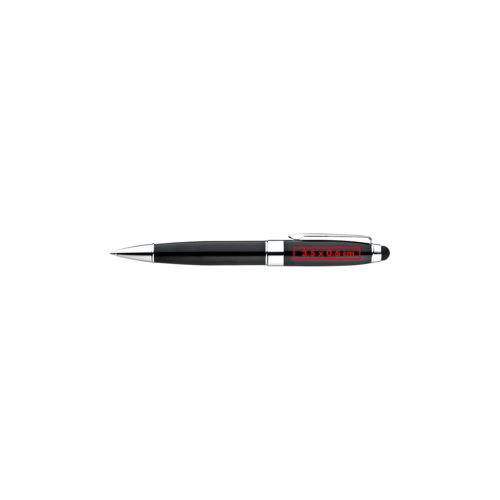 Penna a sfera in metallo nero con funzione touch e clip.