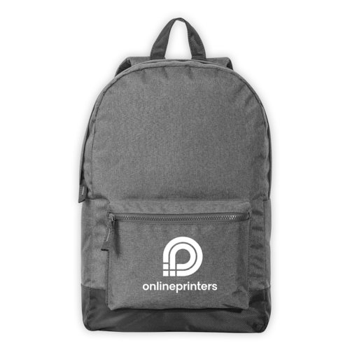 Zaino in tessuto grigio con scomparto con zip e maniglia per il trasporto.