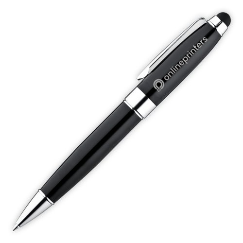 Penna a sfera in metallo nero con funzione touch e clip.