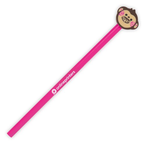 Matita in legno rosa con gommino.