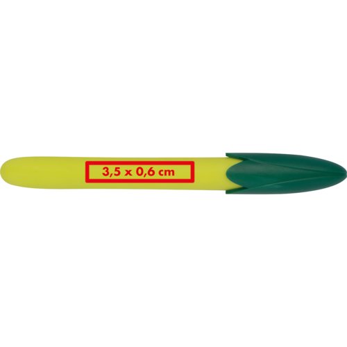 Penne a sfera gialla in mais con clip e pulsante.