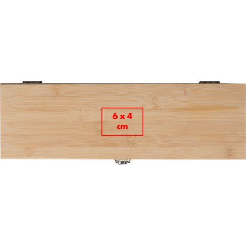 Scatola di legno per vino con chiusura e spazio per una bottiglia.