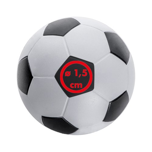 Palla antistress bianca in schiuma con design a pallone da calcio.