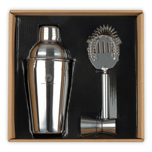 Set da cocktail in metallo grigio, 3 pezzi.