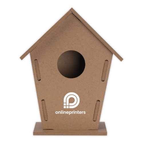 Casetta per uccelli in legno beige fai-da-te da personalizzare.